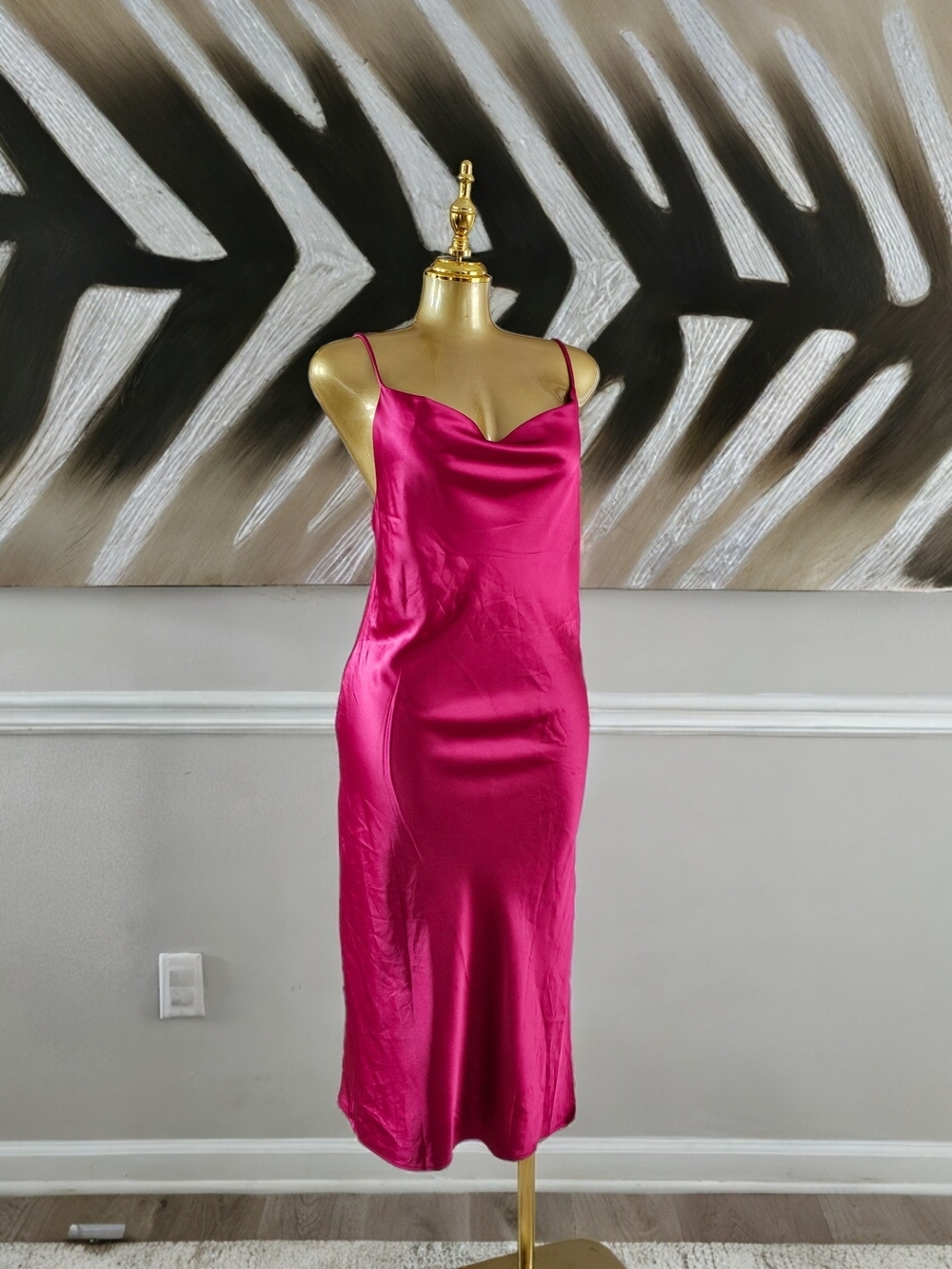 Adika Fuchsia Satin Slip Dress M